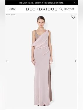 Bec & Bridge Two-Tone Blush and Taupe Asymmetric Maxi Dress